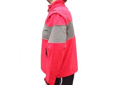 Fleecejacke Windbreaker Fleece Jacke abnehmbare Ärmel Hochwertig Rot-Grau Neu